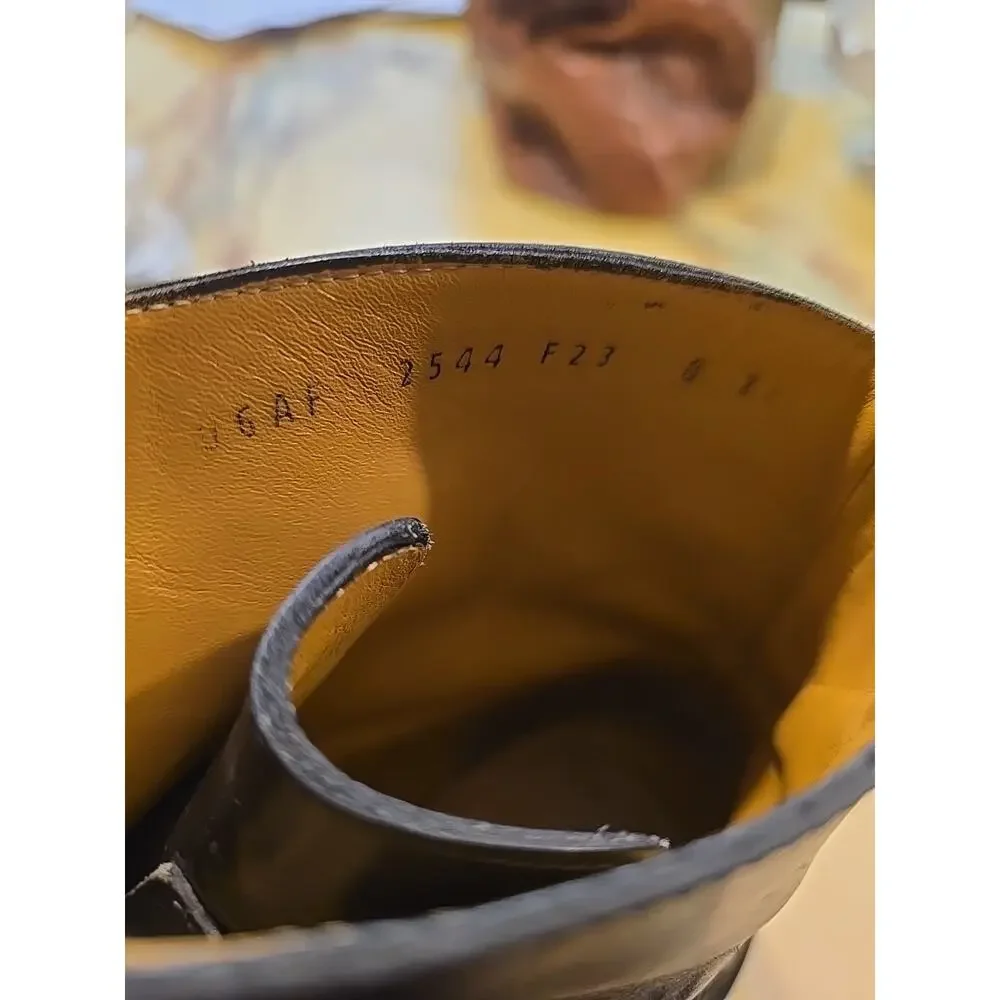 Salvatore Ferragamo Blck Leather Laceup Cap Toe Combat Boot Men Sz 9EE Steampunk - Picture 11 of 12